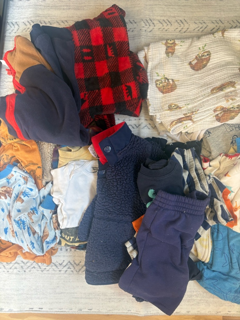 Mixed Baby Toddler Clothes Bundle - Navy, Red, White, Tan